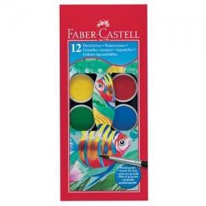 Акварелни бои,12 цвята, Faber Castel, Ø 30 мм (голяма кутия)
