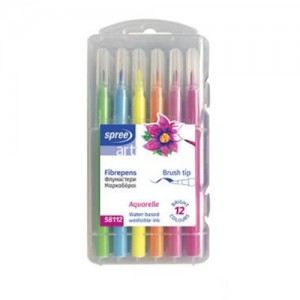 Флумастери четка Spree Art, PP кутия, 12 цвята