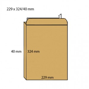 Плик самозалепващ, 229х324x40 мм, кафяв, 10 бр.