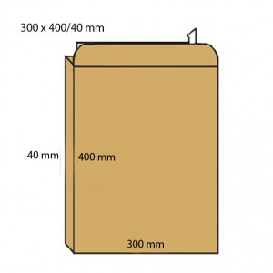 Плик самозалепващ, 300х400x40 мм, кафяв, 10 бр.