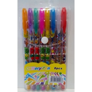 Комплект цветни химикалки с брокат 8 цвята Glittery Pen