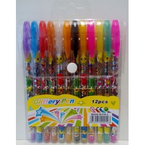 Комплект цветни химикалки с брокат 12 цвята Glittery Pen